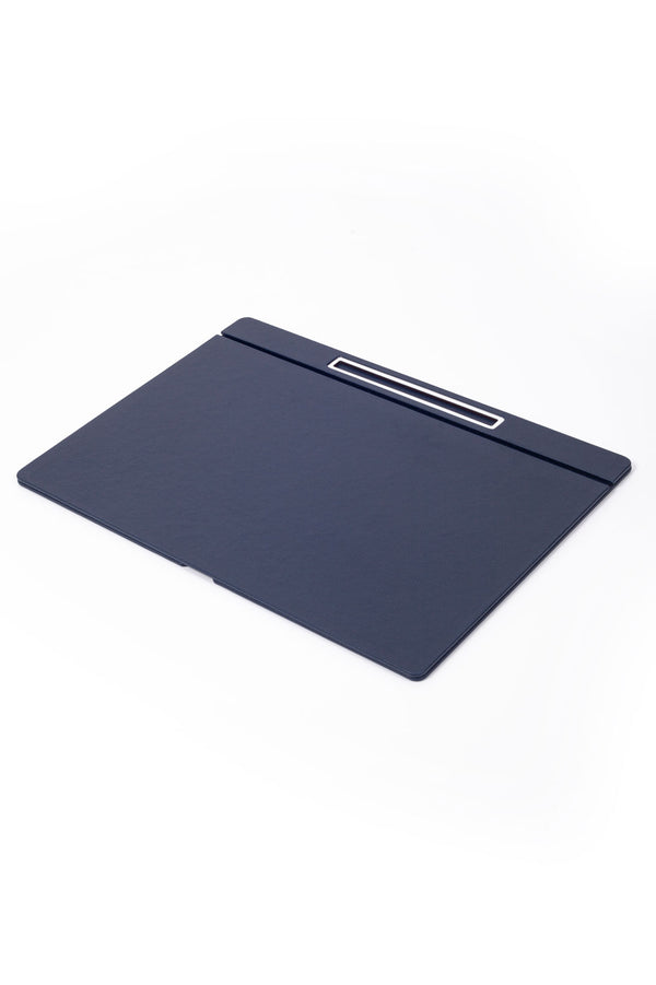Leather Covered Desk Desk Lacquer Blue Chrome Detailed 50x35cm